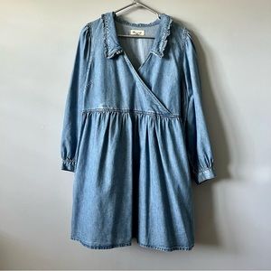 Madewell Denim Faux Wrap Long Sleeve Dress